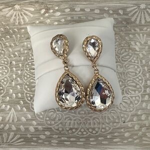 New York & Company Gold and Silver Crystal Drop Earrings